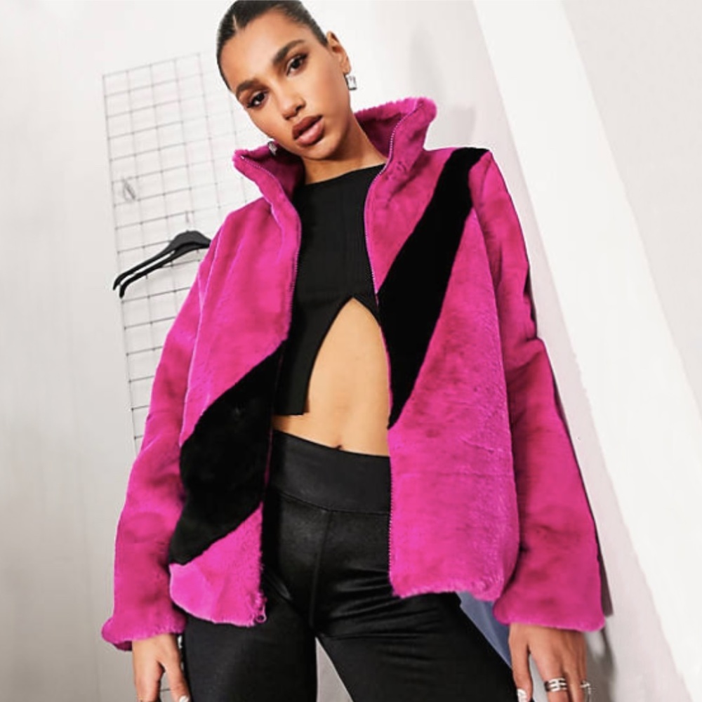 Nike Faux Fur Jacket in Cactus Flower